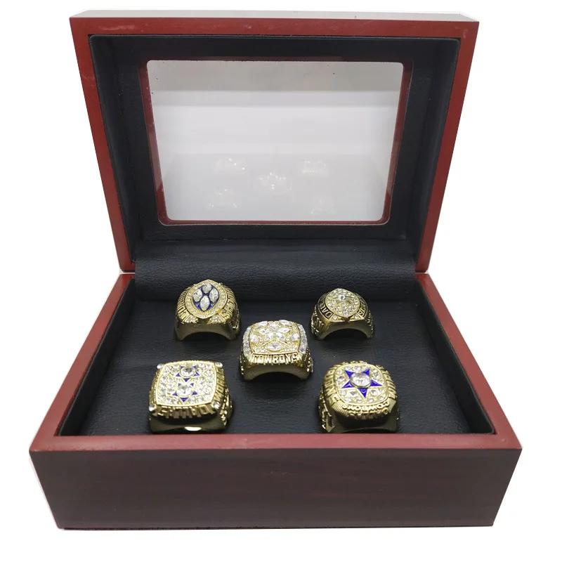 Dallas Denim Crown Jewelry Ring Set 5 Pieces European and American Men's Fashion Rings