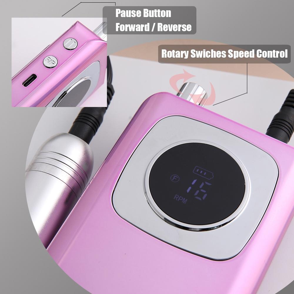 45000RPM Nail Drill Machine Electric Portable Nail File Rechargeable Nail Sander for Gel Nails Polishing For Home Manicure Salon