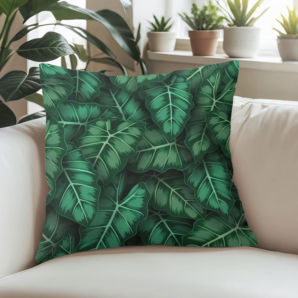 Green Leaf Pattern square Jacquard Pillow Cover for Sofa Office Waist Cushion Cover Home Decorative Pillowcase