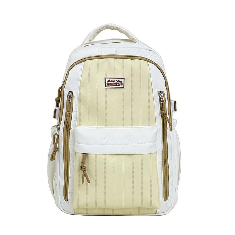 Schoolbag Female college style lightweight versatile soft girl backpack Korean version ins tree stripe junior high school travel bag