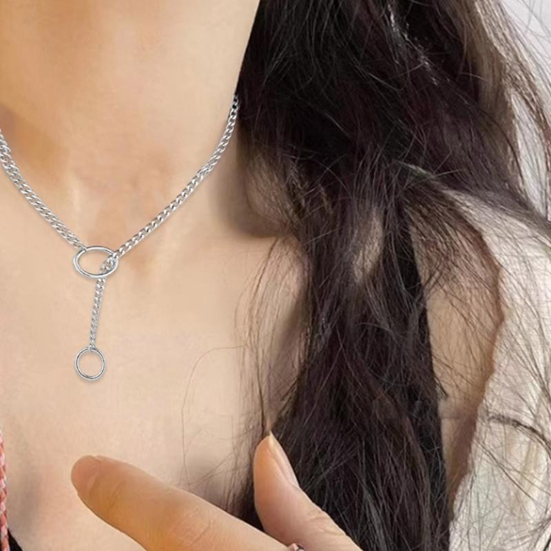 Fashionable Alloy Circle Chain Necklace Versatile Round Chain Necklace Neck Accessory For A Touch Of Punk In Any Outfit
