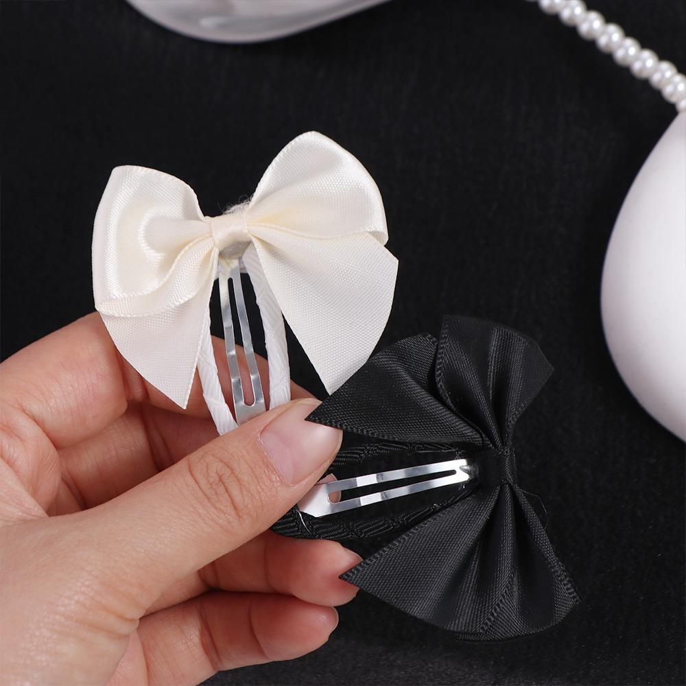Satin Cloth Hair Clip Y2K Oval Hairpin Side Clip Bow BB Clip  School