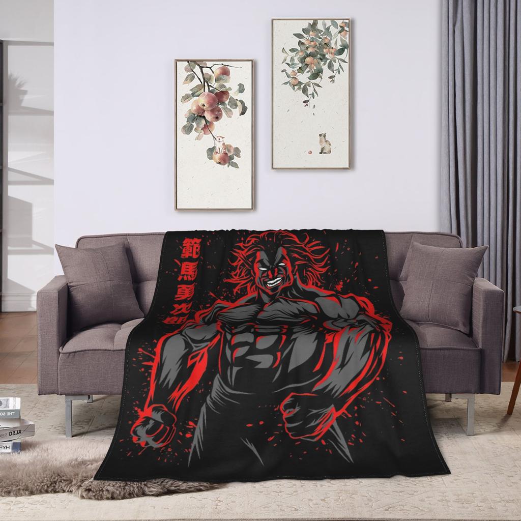 Grappler Baki Baki Hanma Blanket Flannel All Season Portable Super Warm Throw Blankets for Bedding Office Bedspreads