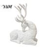 Elegant Animal Figurines 3D Printed Deer Figurine, White Sitting Stag Sculpture with Antlers, Home Accents Minimalist Christmas Tabletop Decor
