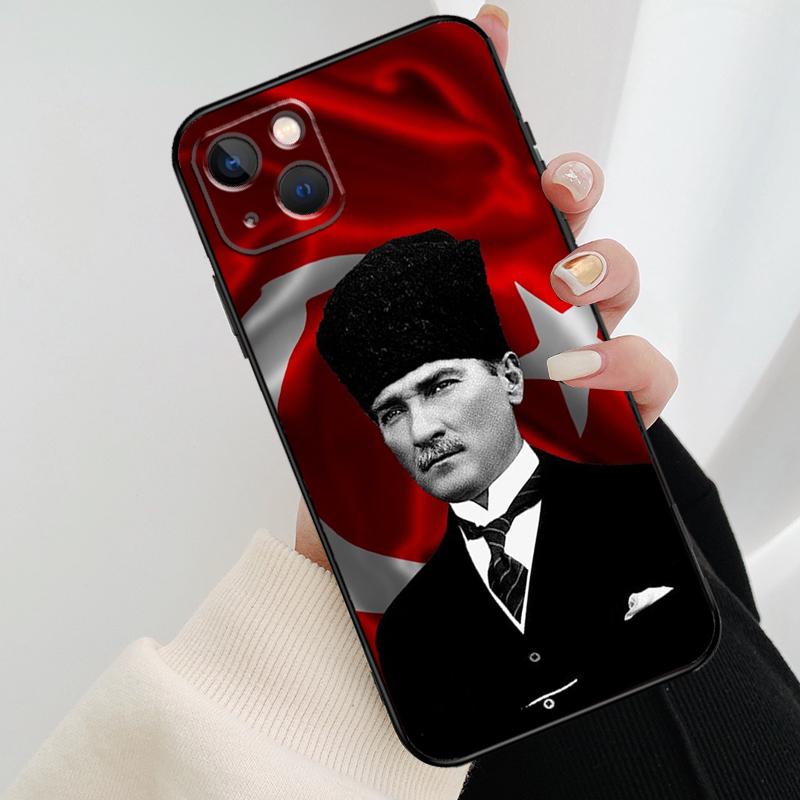 Turkey Mustafa Kemal Ataturk Phone Case For iPhone 13 14 15 16 Pro Max 11 12 XS XR X Plus Shockproof Bumper Soft Cover