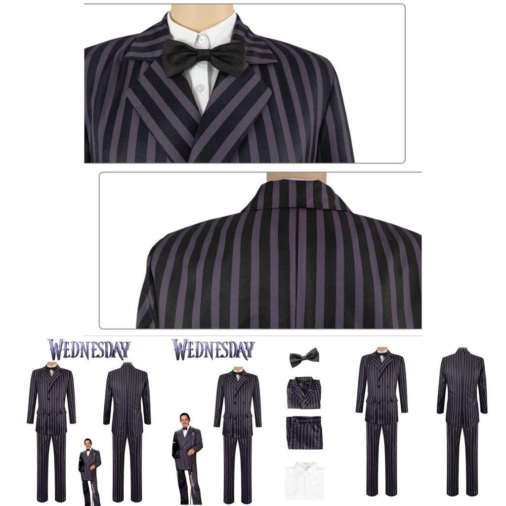 The Addams Family Gomez Addams Cosplay Costume Halloween Outfit Carnival Suit