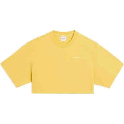 Li Ning CF X Haizhenwang Designer Collaboration Training Series Solid Color Reflective Logo Loose Short T-Shirt Women Tops Yellow ATSSB52-3
