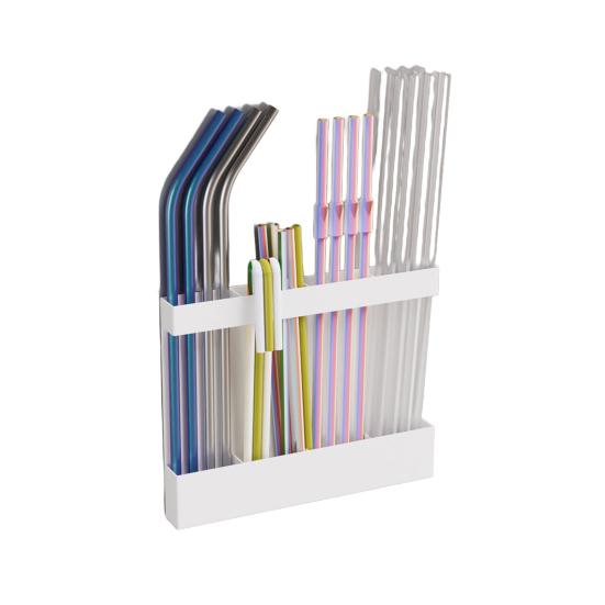Magnetic Straw Holder Reusable Tumbler Straws Storage Dispenser Large Capacity Easy to Install Space-Saving Straw Organizer