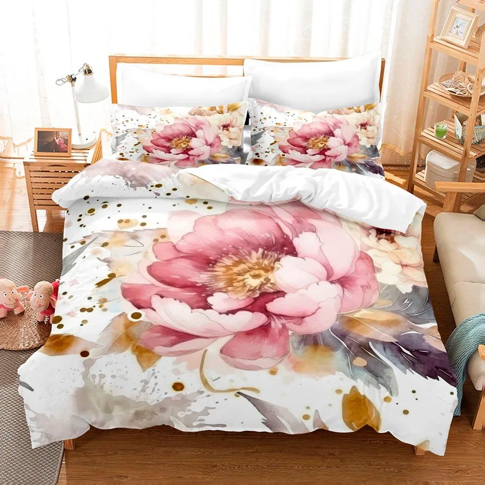 

3D Printed Floral Bedding Set Fragrant Flowers Duvet Cover Double Twin Full Queen King Adult Kids Bedclothes Quilt Cover 135x200cm