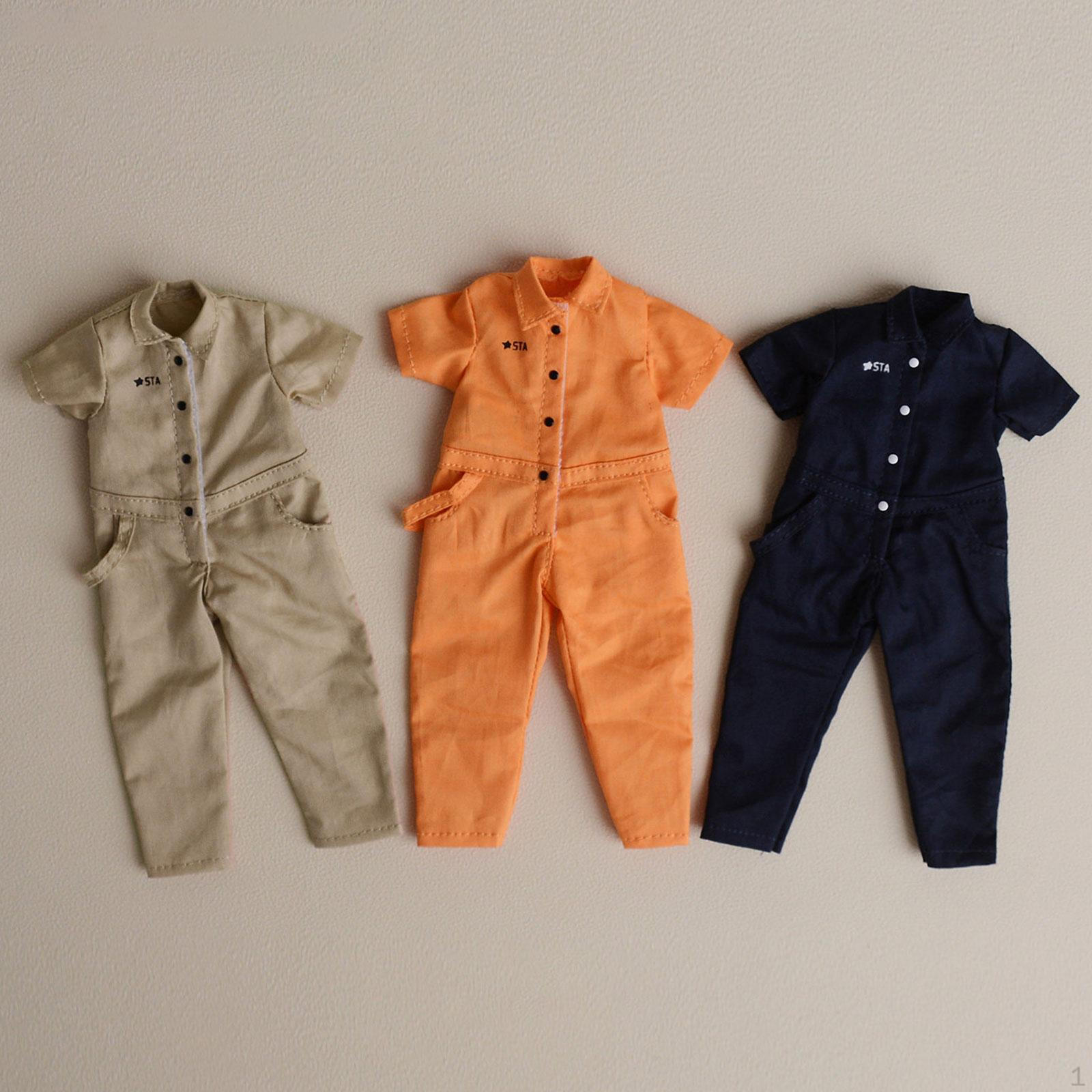 

1/12 Scale Action Figure Short Sleeve Jumpsuit, Cosplay Clothing, Casual Dress Up, Stylish темно-синього кольору