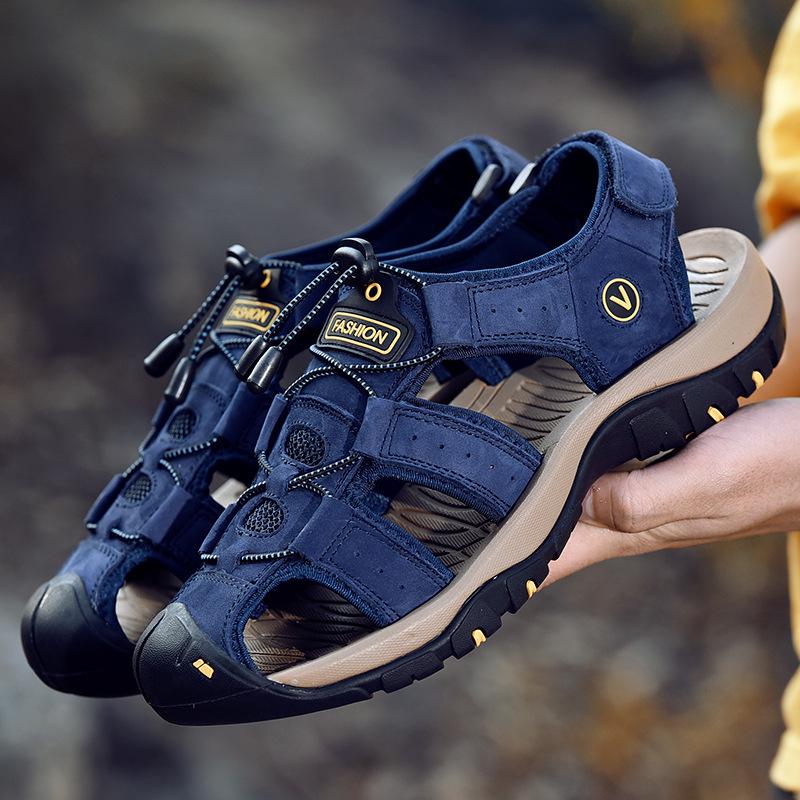 Korean Style Men's Breathable Outdoor Sports Sandals - Trendy Summer Closed-Toe Beach Shoes for Teenagers