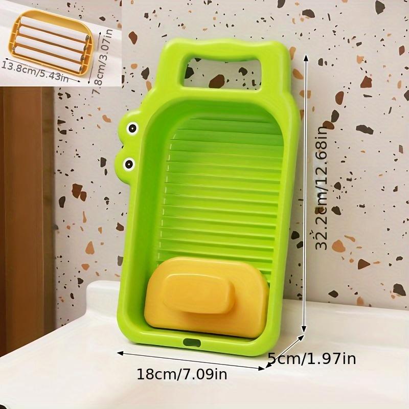 Cute Crocodile Design Washboard with Brush Non Slip Handguard  Hanging Storage, Multi Functional Laundry Basin for Underwear, Socks, Dorm, Home Use