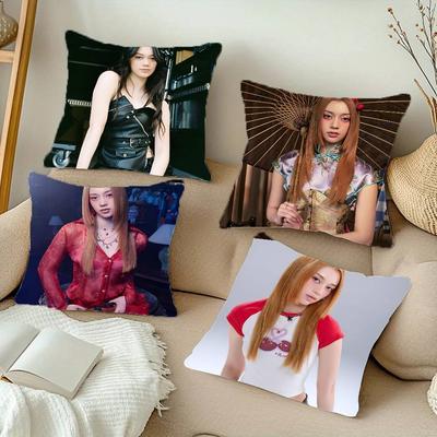 KPOP MEGAN K-KATSEYE Kissenbezug Quadratisches Kissen Schlafzimmer Sofa Freizeit Komfort Kissen Auto Wohnzimmer Heimdekoration