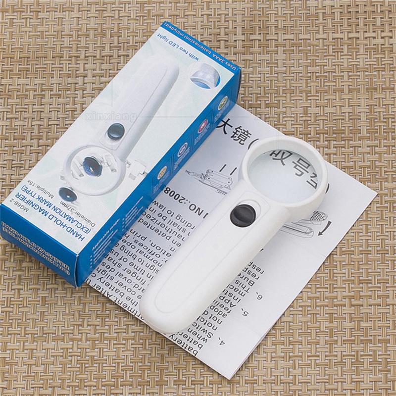 15X Magnifying Glass with Led Lights Old Man Loupe Rechargeable Magnifier Illuminated Handheld Reading Glasses, for Seniors