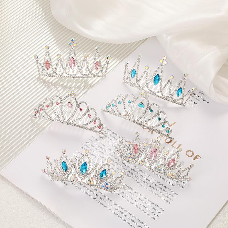 Children's Birthday Crown Hair Comb Princess Fashion Rhinestone Hair Plug Holiday Show Sweet Hairpin Accessories