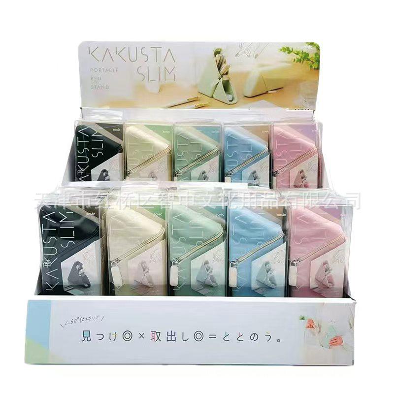 SONIC Япония Портативный складной силиконовый пенал на молнии - Вместительный пенал и сумка для канцелярских принадлежностей Pink FD-2652-P