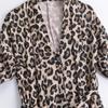 2025 Spring/Summer Women's V-Neck Pleated Leopard Print Shirt Dress