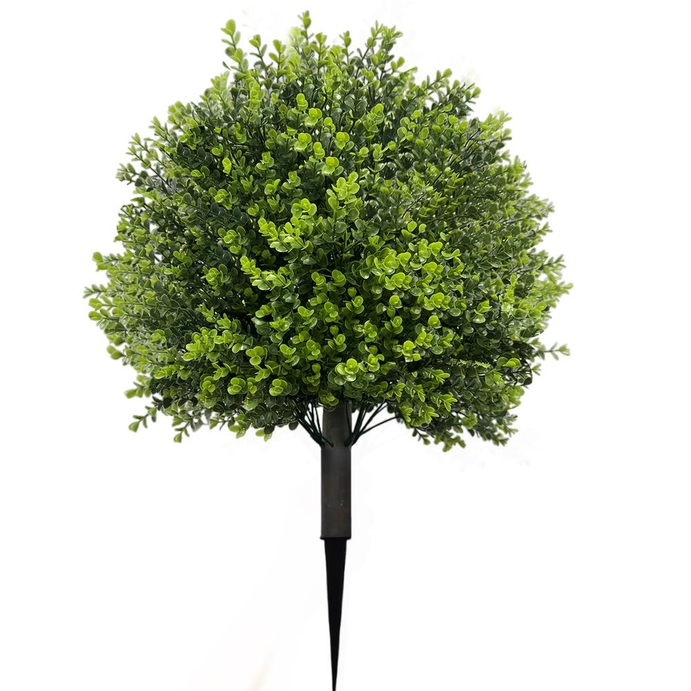 Faux Boxwood Ball Trees with Ground Spike UV Resistant Artificial Shrub for Outdoor Garden Patio Balcony and Indoor Settings