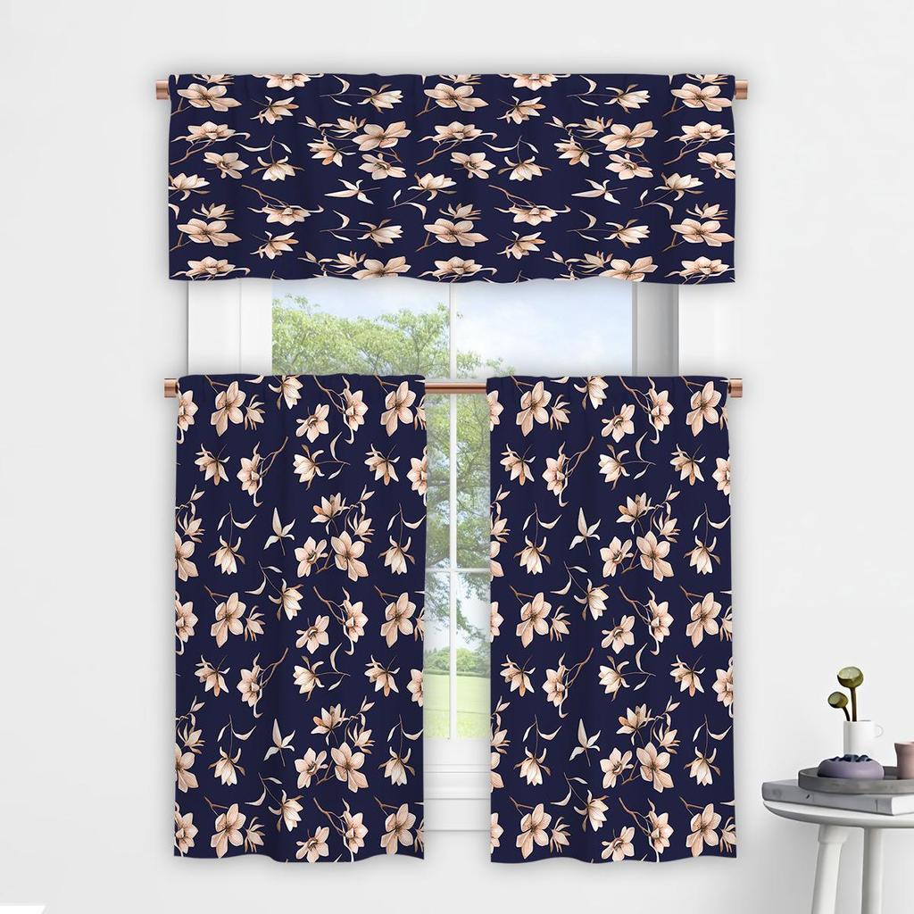 3D Floral Pattern Digital Print Kitchen Valance
