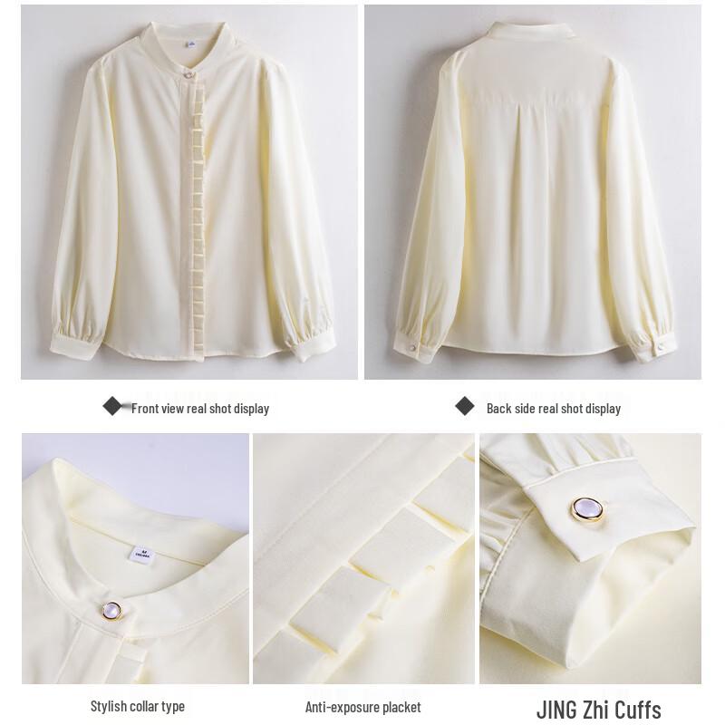 Women's French Style Long-Sleeve Chiffon Blouse