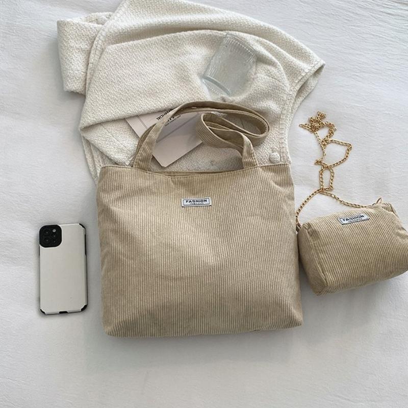 New Fashiable Flow Large Capacity Casual Lightweight Corduroy Handbag Fashiable Street One Shoulder Package
