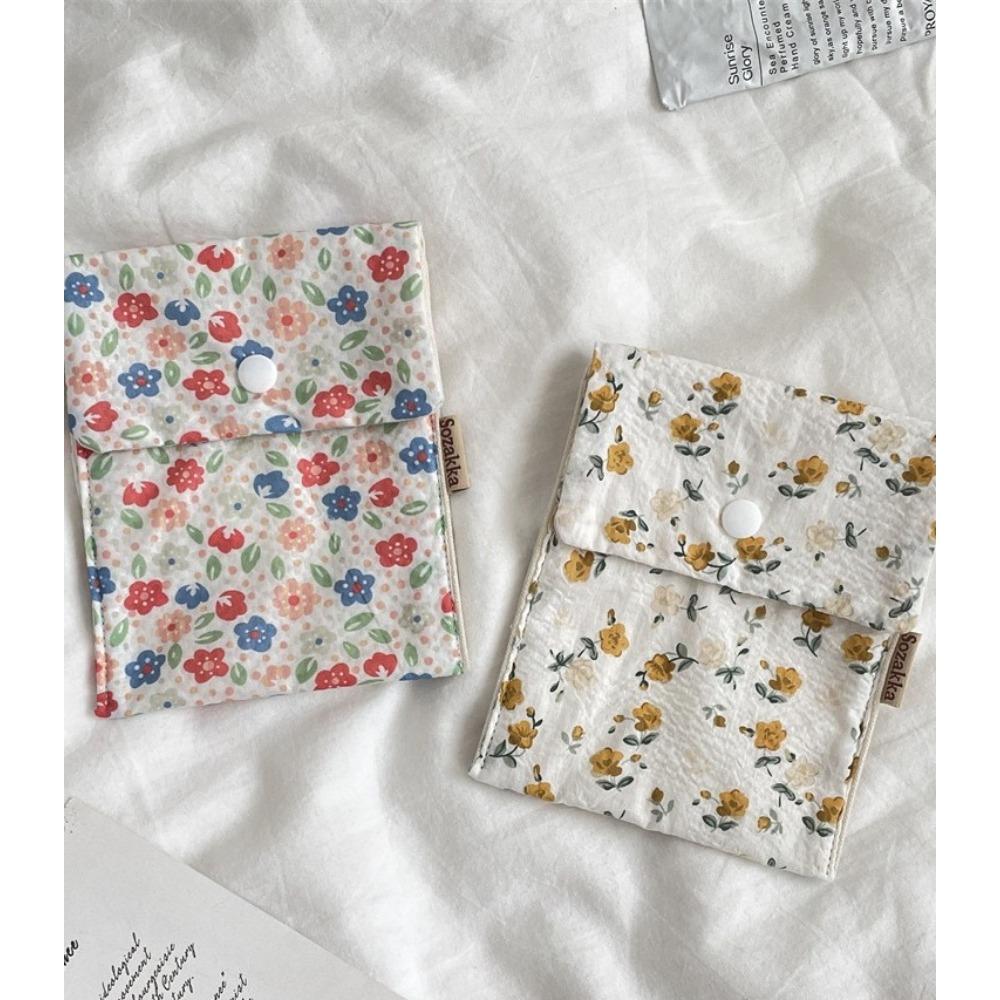 Damenbinden Aufbewahrungstaschen Koreanisch Niedlich Blume Große Kapazität Mädchen Cartoon Menstruation Tampon Organizer Tasche Mini Tasche