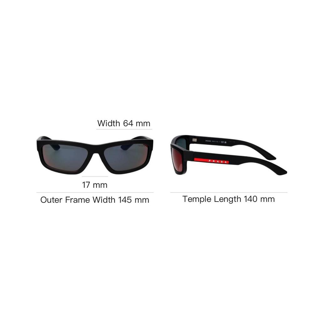 Prada Logo Rectangle Sunglasses Men sunglasses Black PS-05ZS-DG008F