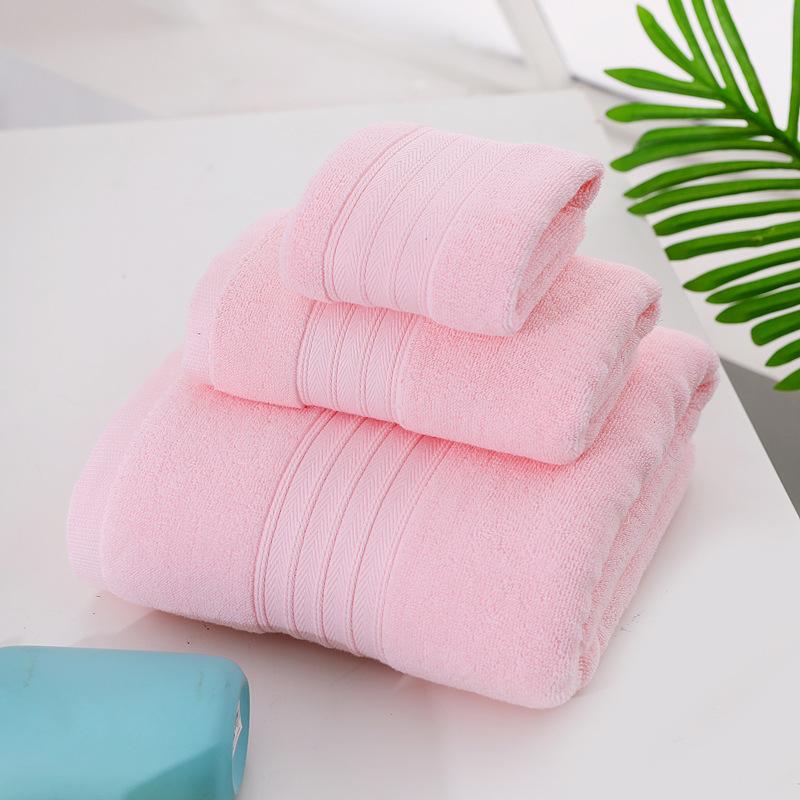 

Бытовой набор полотенец из чистого хлопка, квадратное полотенце в рубчик, банное полотенце, набор из трех предметов, водопоглощающее однотонное хлопковое полотенце 35*35 розовый