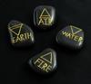 Harmonize Set Of 4 Tumbled Black Obsidian Stones Wiccan Elemental Symbol Pagan Spiritual Rekki Healing