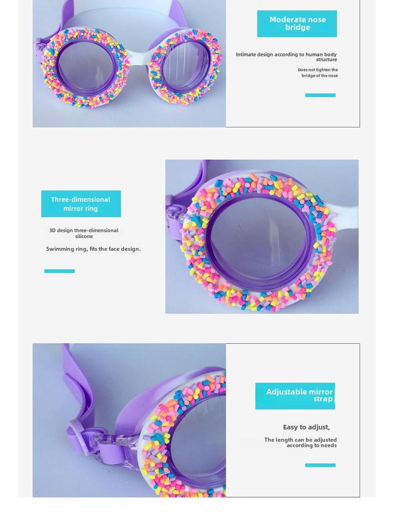 Wodoodporne okulary pływackie dla dzieci z kreskówkowym wzorem, maska do nurkowania zapobiegająca parowaniu dla chłopców i dziewcząt, możliwość personalizacji logo