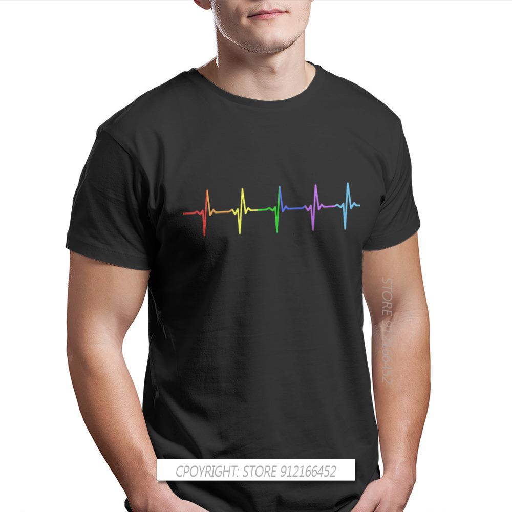Rainbow Pulse Hearbeat Style TShirt LGBT Pride Month Lesbian Gay Bisexual Transgender Gift Clothes Basic T-Shirt Stuff