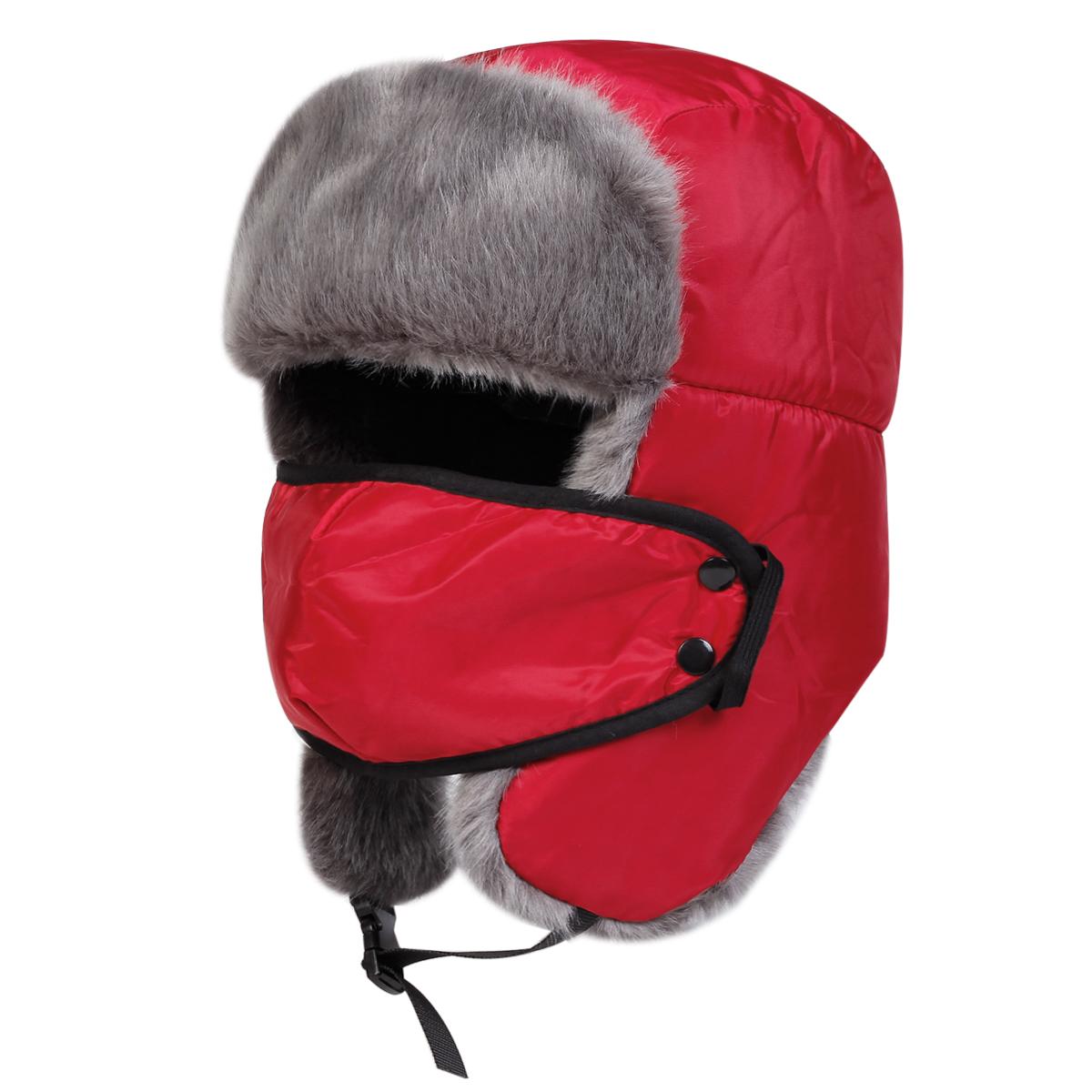 

Теплая и пушистая зимняя шапка для мужчин и женщин, шапка-ушанка, утолщенная ветрозащитная шапка-бомбер, шапка пилота красный