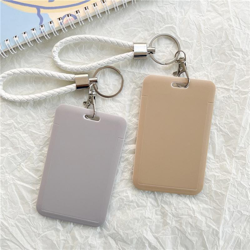 Multicolor Matte Plastic Id Card Holder Wrist Lanyard Scratch Resistant Shell For Students Office Workers Access Cards