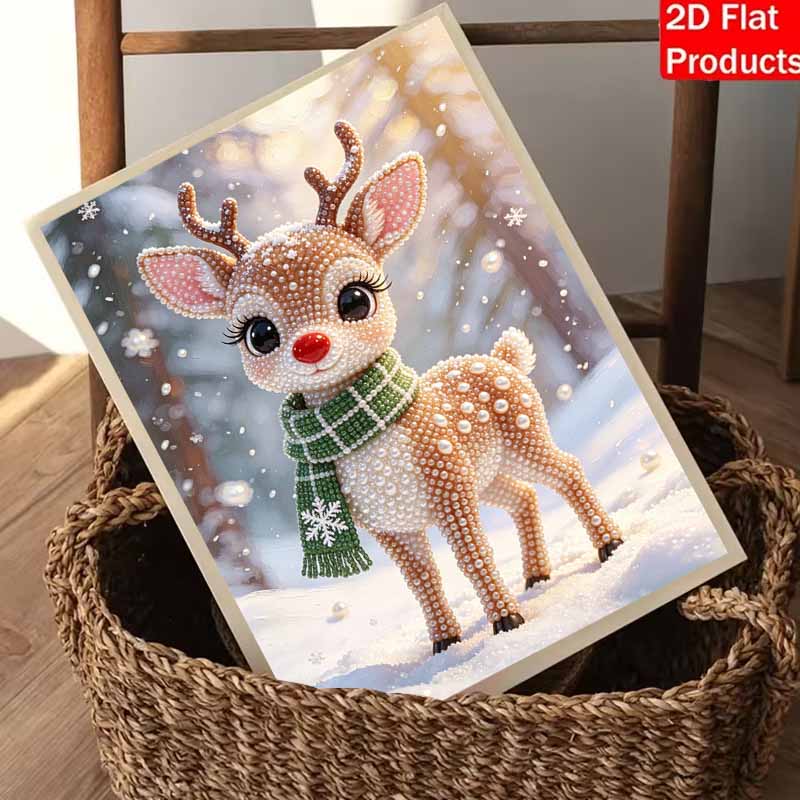 Christmas Pearl Painting Kit Handmade DIY Reindeer Scarf Home Decoration Painting