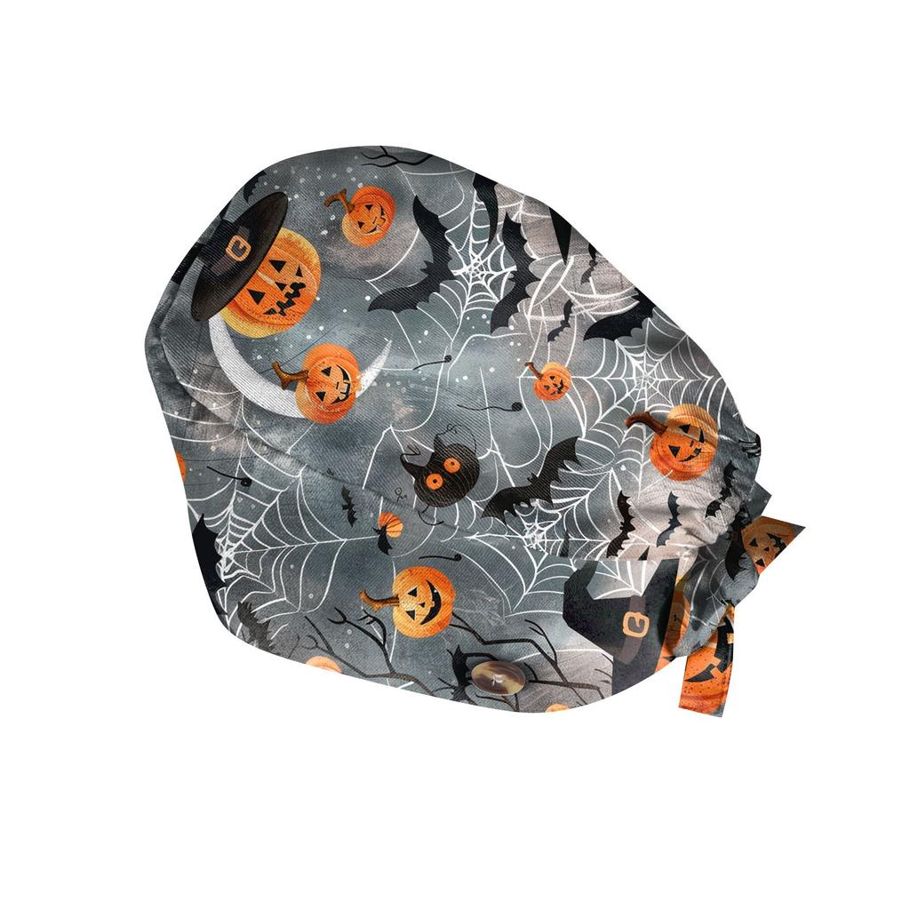 Halloween Cartoon Printing Scrubs Caps Surgery Hat Women Nurse Scrubs Cap Pet Clinic Work Hat Medical Scrub Hats