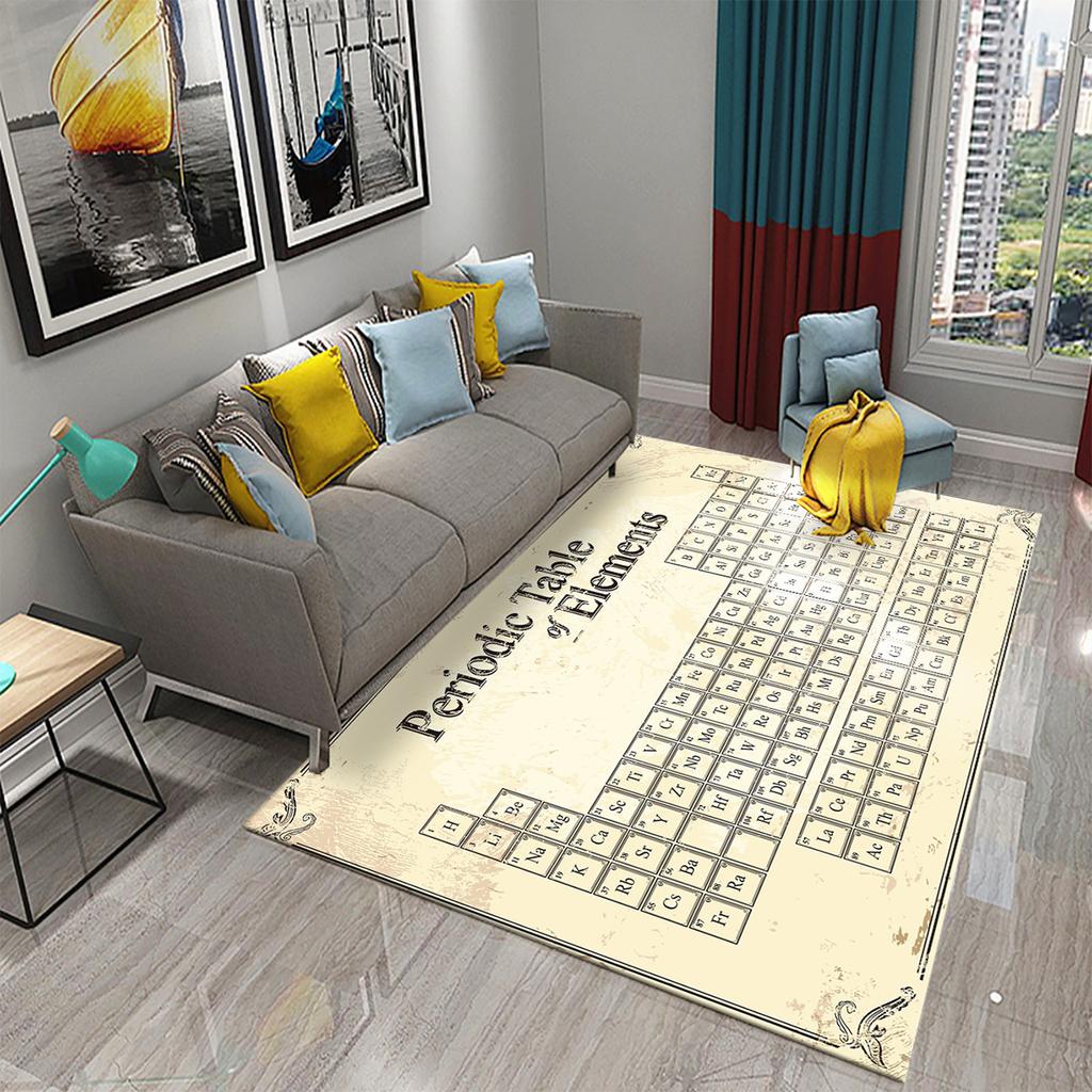 3D Periodic Table of Elements Carpet for Living Room Students Bedroom Area Rug Non-slip Floor Rug Mat Educational Mat Home Decor