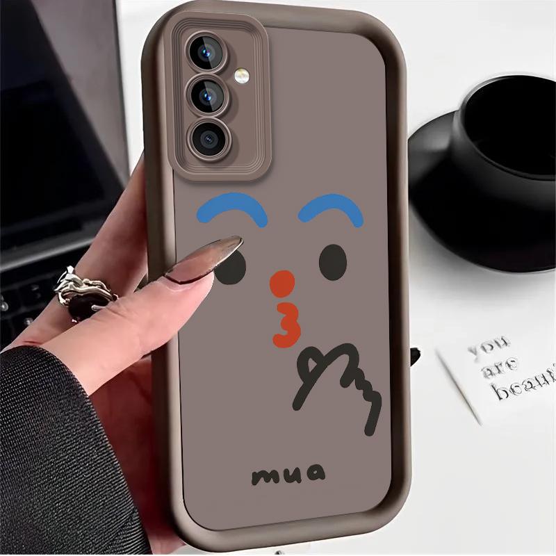 Hand Drawn Hehe Face Case for Samsung Galaxy A53 A50 A50S A36 5G A35 A34 A33 A32 A30 A26 A24 A23 A22 A20 A16 A15 A13 4G Cover