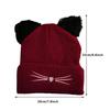 Embroidery Cat Ear Beanie Faux Fur Winter Hat Cute Kawaii Beanie  For Women