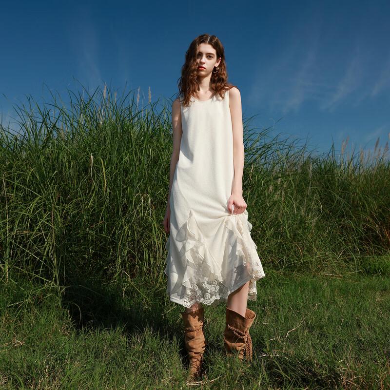 Textured Ruffle Sleeveless Embroidered Maxi Dress