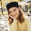 New Hard Top Wool Felt Berets Concave Top British Retro Vintage Fedoras Hats Wedding Fascinator Hats Formal Events