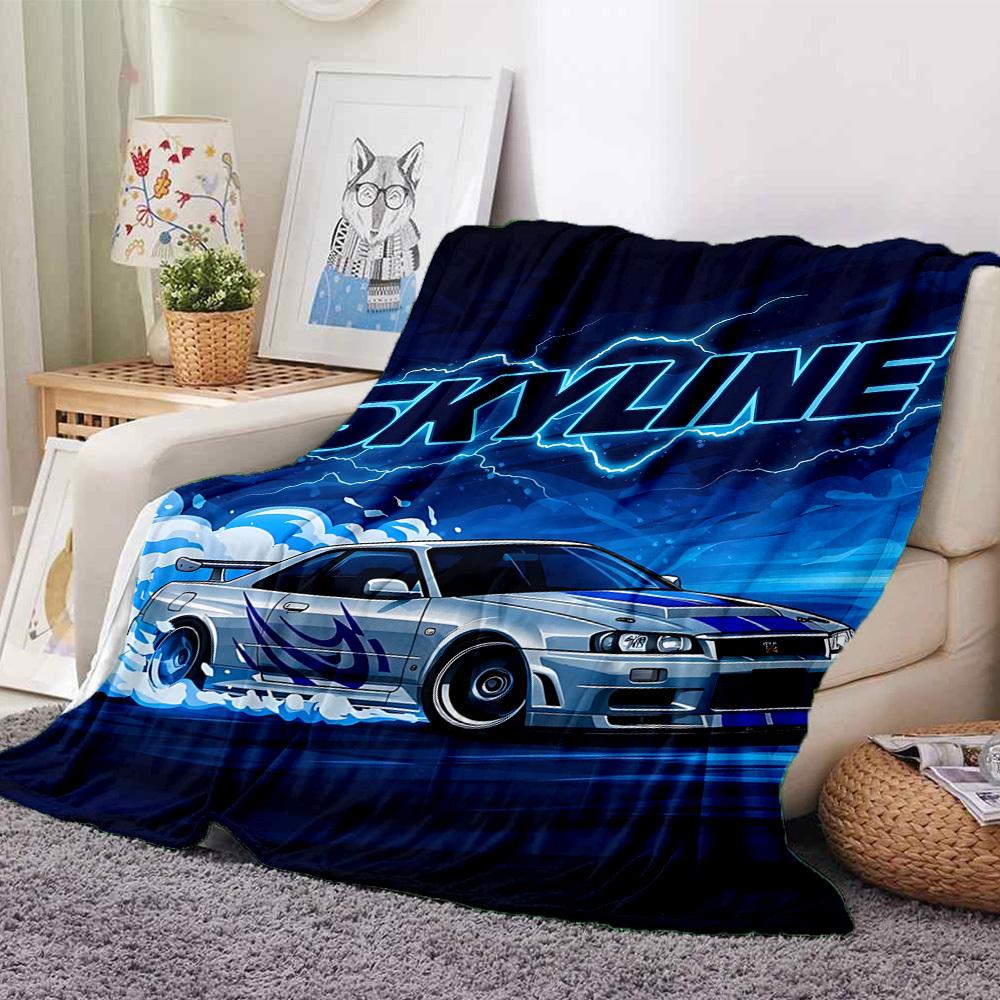 1pc Skyline Car Blanket Lightweight Flannel Blanket Throw Blanket For Sofa, Bed, Travel, Camping, Livingroom, Office, Couch