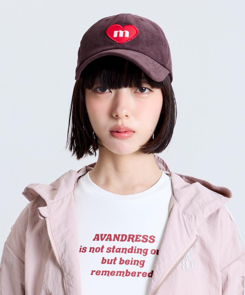 Makeuni Corduroy Heart Deep Ball Cap Brown