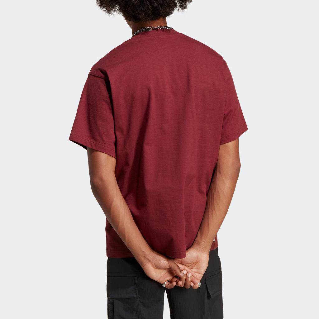 Adidas Solid Color Round Neck Loose Short Sleeve T-Shirt Men Tops Dark-Red IB9472