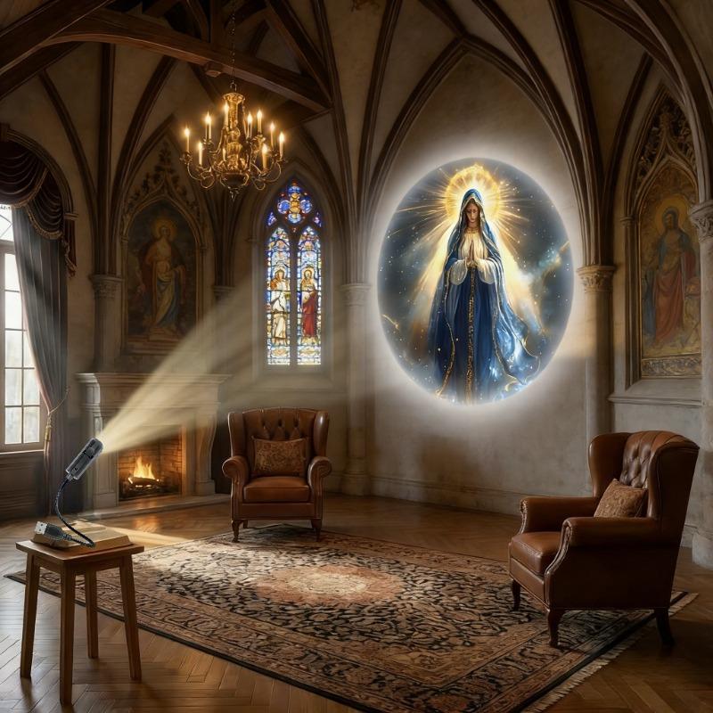 Usb Religious Projector Light 6 Patterns Church Nativity Mary Holy Led Projection Lamp Prayer Bedroom Decor Atmosphere Light