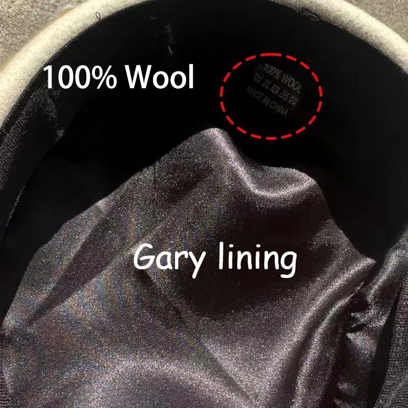 Kurzrand Flacher Wollfilz Barett INS Mode Pillbox Hut Damen Französisch Elegant Fedoras Matrosenhut Kapitänskappe Damen Bert Hart