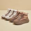 Women Winter Warm Faux Fur Lined Chunky Platform Lace Up Anti Slip PU Leather Ankle Snow Booties
