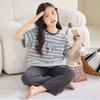 Girls Cotton Pajama Set Short Sleeve Loose Fit Sleepwear Kids 8 Years Cartoon Print Home Outfit