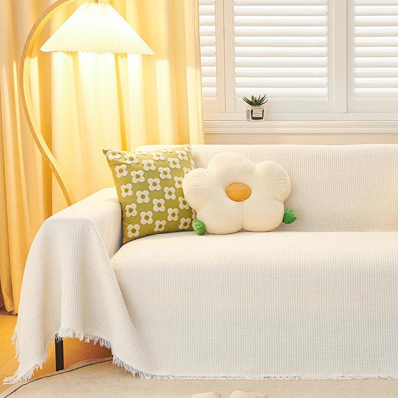 Universal Honeycomb White Reversible Sofa Throw 180x260 cm