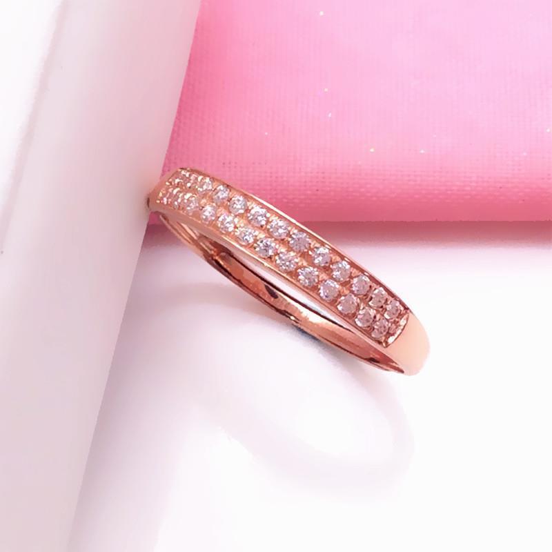 Russian Purple Gold Inlaid Zircon Ring 585 Color Gold Simple Trendy Temperament Rose Gold Plated Live Finger