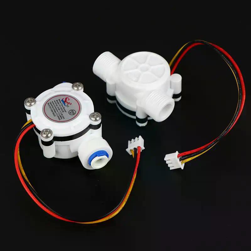 White PE Hall Effect Digital Liquid Flow Sensor - YF-S401/S402 G1/2/G3/4 Inline Meter for RO Water Purifier Machine